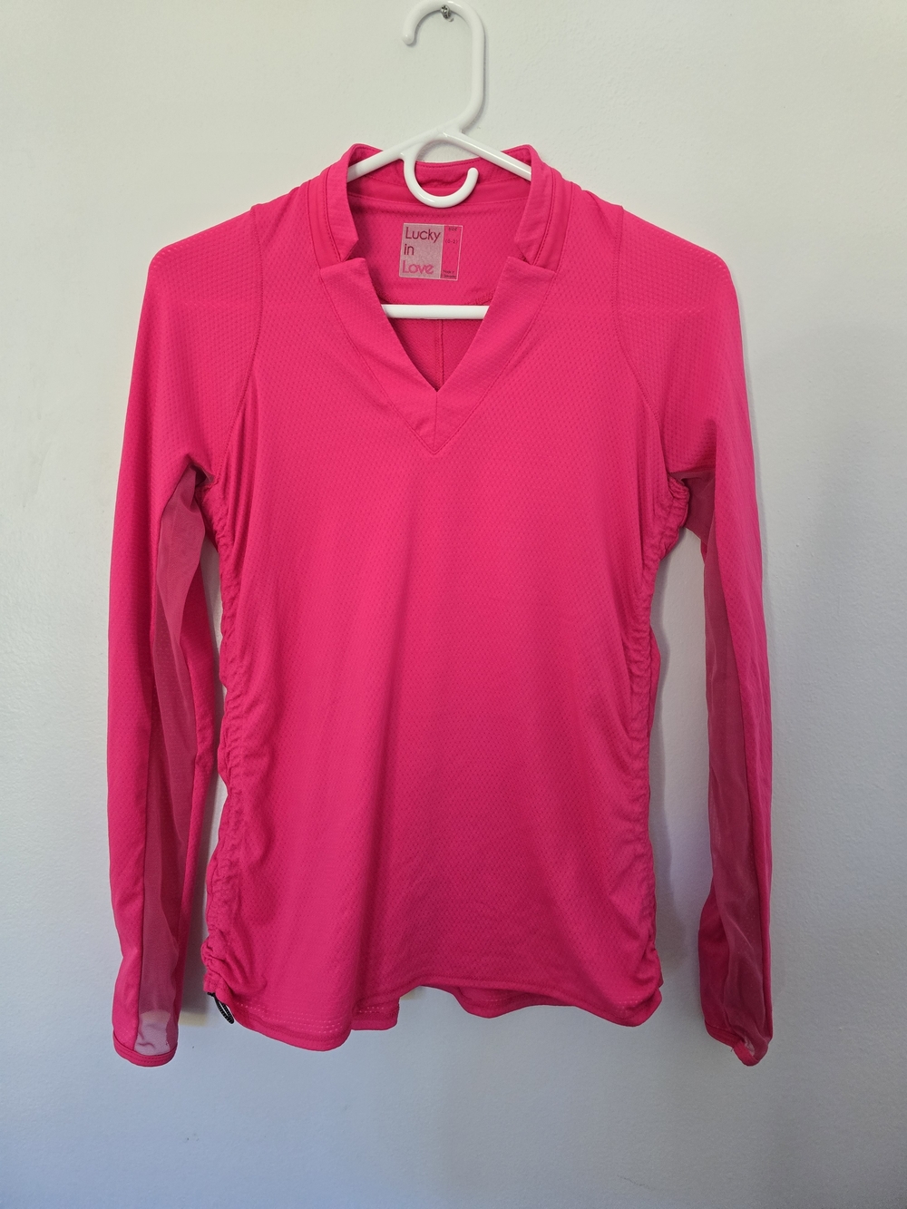 Lucky In Love Long Sleeve Performance Top Pink XS Golf Tennis Lightweight